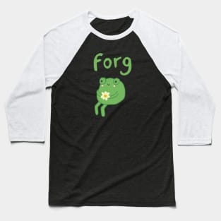 Cute Forg Frog : Sitting, Thinking, Holding a Beautiful Flower in Hand Baseball T-Shirt